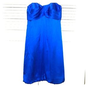 Blue Silk Strapless Dress